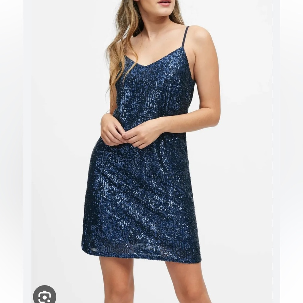 Banana republic sequin dress in navy blue. Sells on eBay for $64.